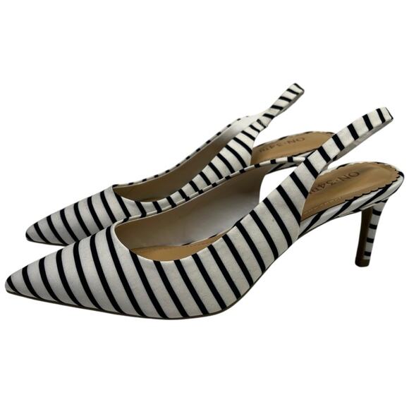 On 34th Monikaa Stripe Slingback Pump heels navy blue white - 8 - Picture 2 of 13